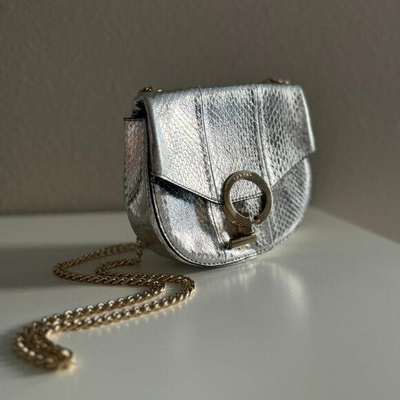 SANDRO Paris Silver Gold Crossbody Pepita Bag - Picture 2 of 7
